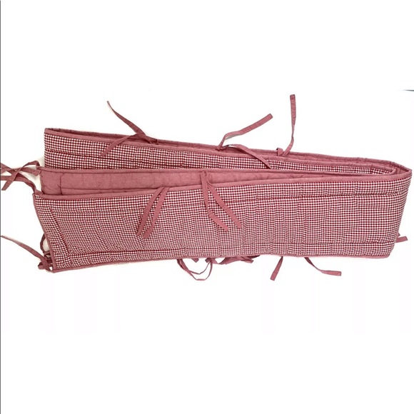 Pottery Barn Kids Baby Red Gingham Crib Bumper - Picture 11 of 16